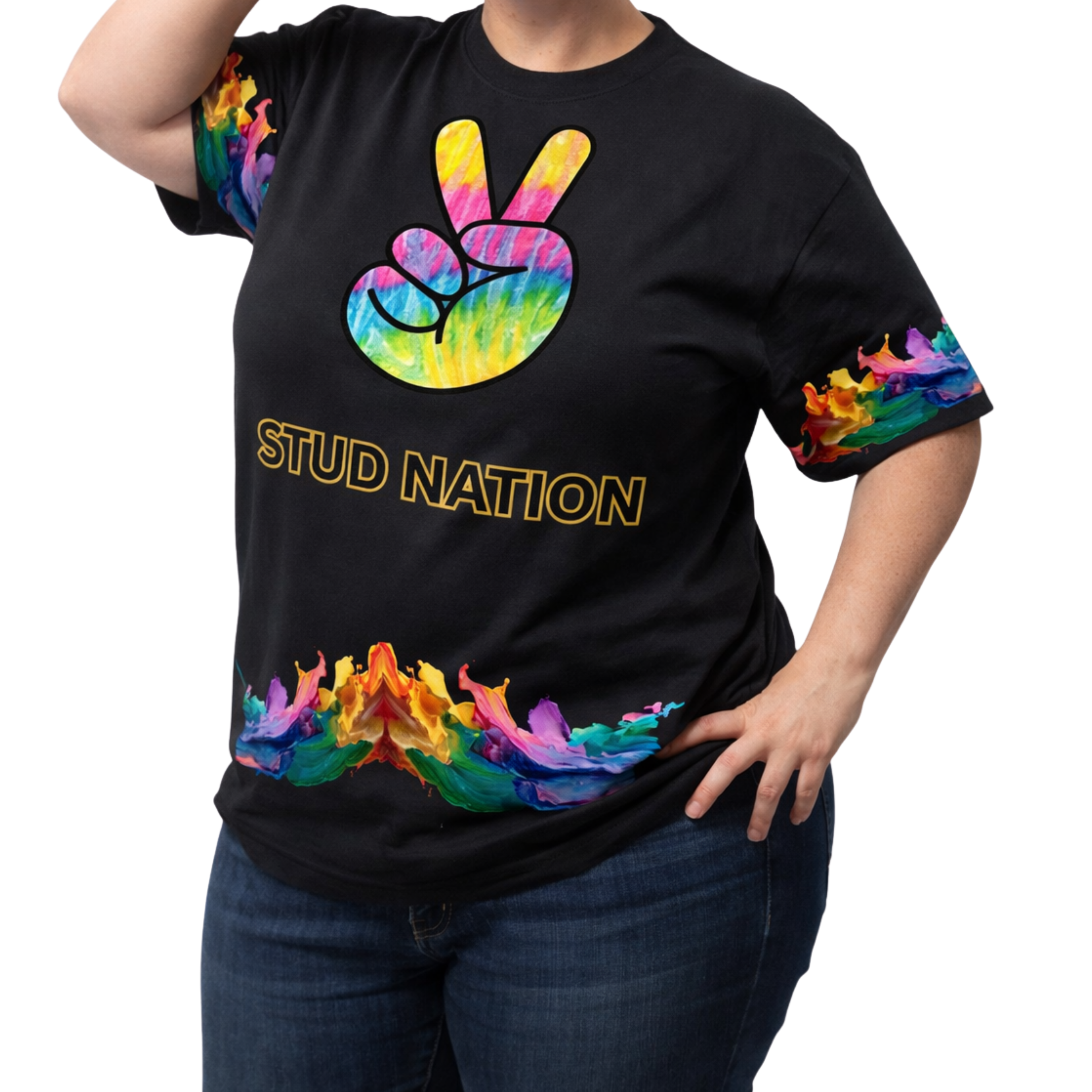 Tie-Dye Graphic Peace Hand